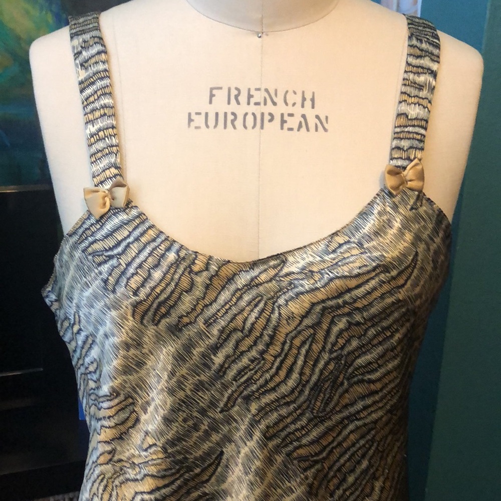 Satin Animal Print Nightie. Chamise. Short Nightgown